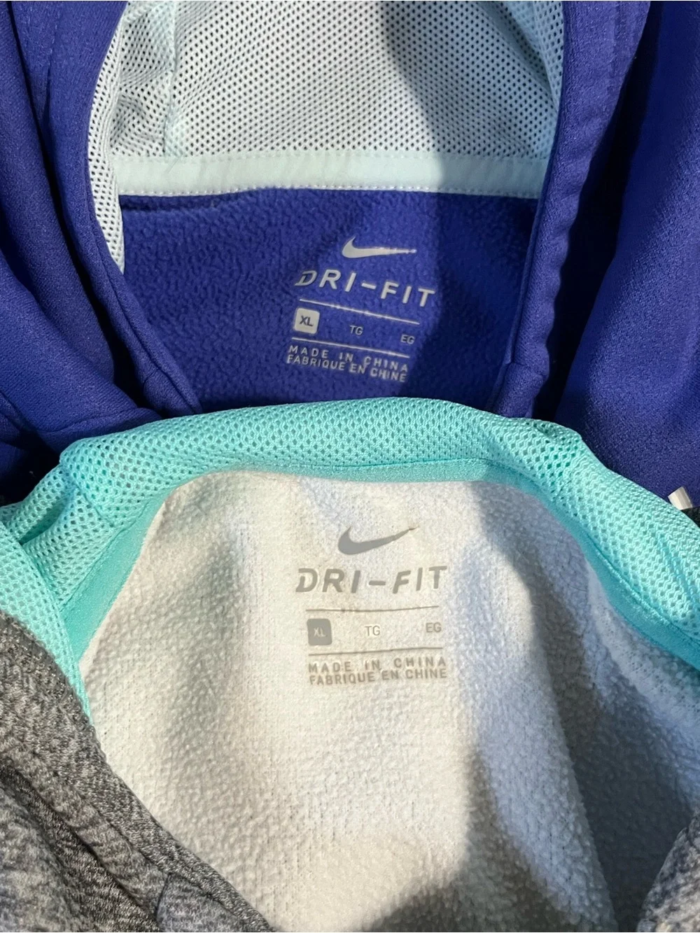 Nike Hoodies in Royal Blue and Heather Gray with Mint Logo Accent Bundle Size XL